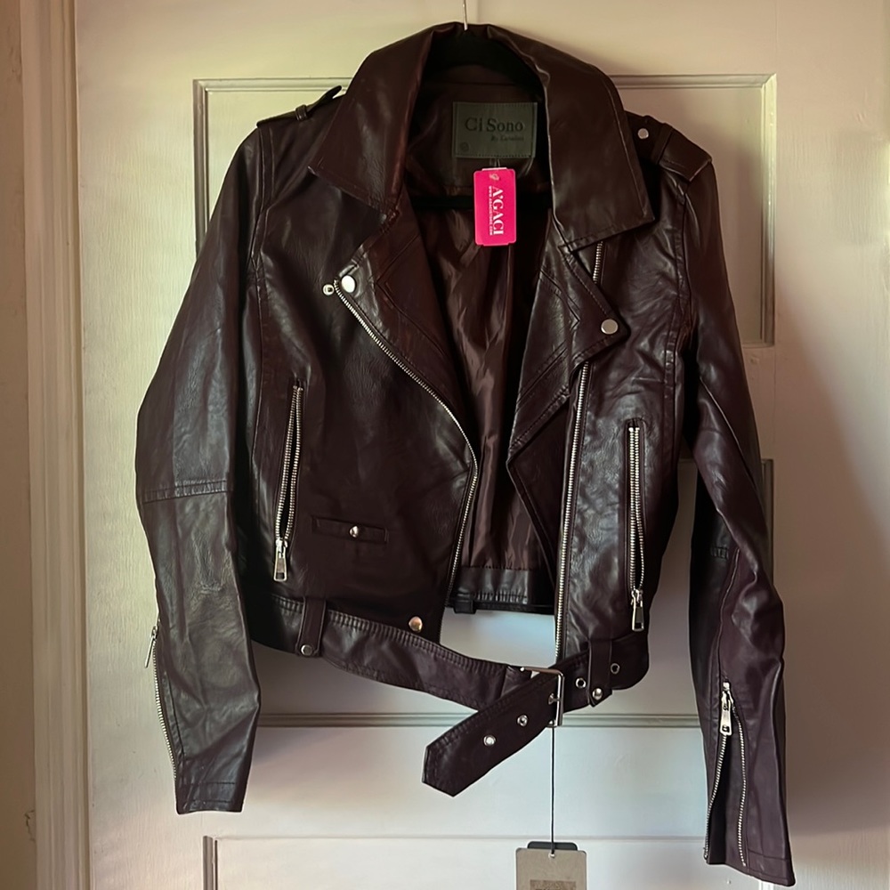 Burgundy Vegan Leather Jacket